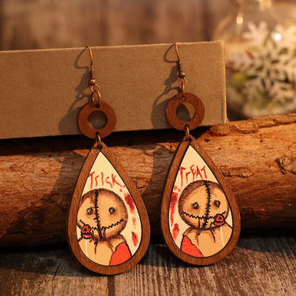 Wooden Teardrop Shape Earrings.