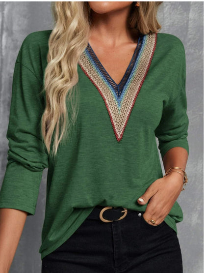 Chic v-neck long sleeve t-shirt