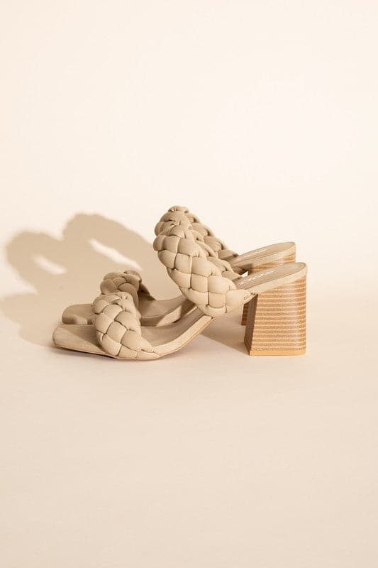 BUGGY-S Braided Stras Mule Heels.