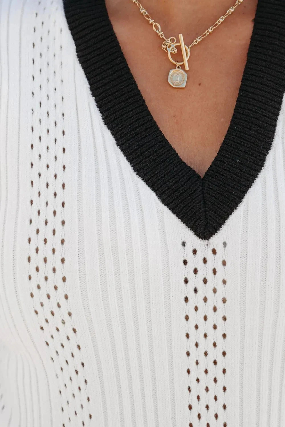 Simply Love: Knit Vest - Eyelet Trim Simply Love