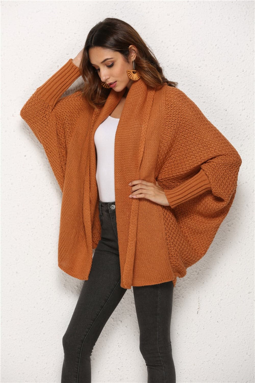 Open Front Batwing Sleeve Cardigan.