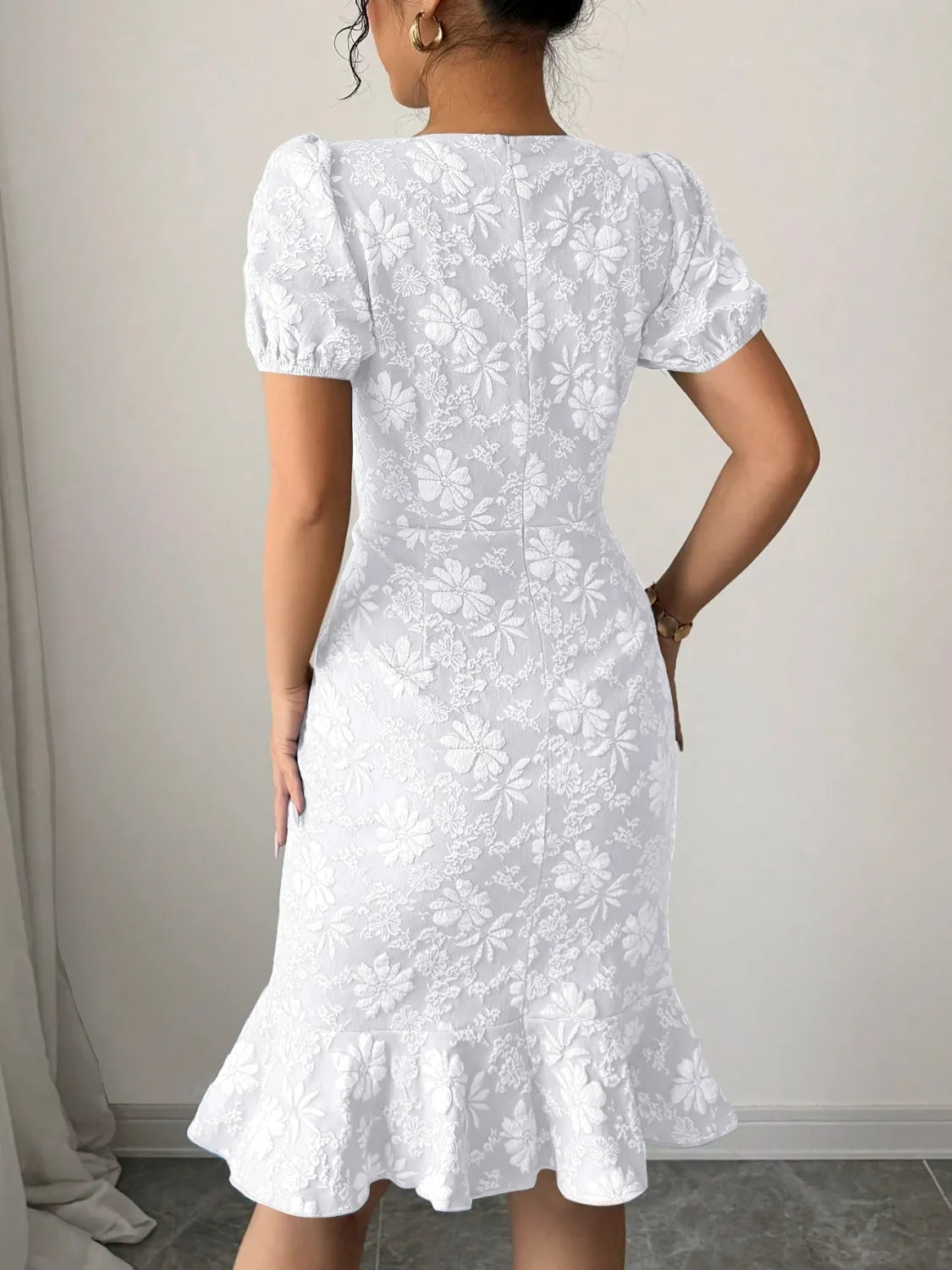 Floral Finesse Ruffle Hem Midi Dress
