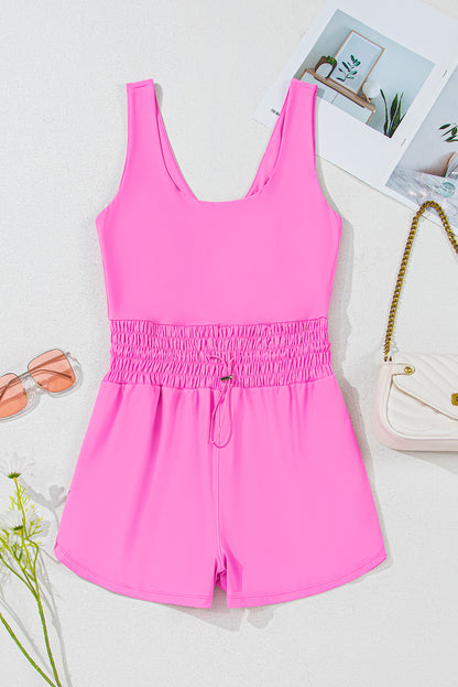 Sachet Pink Plain Sleeveless Loop Drawstring Romper