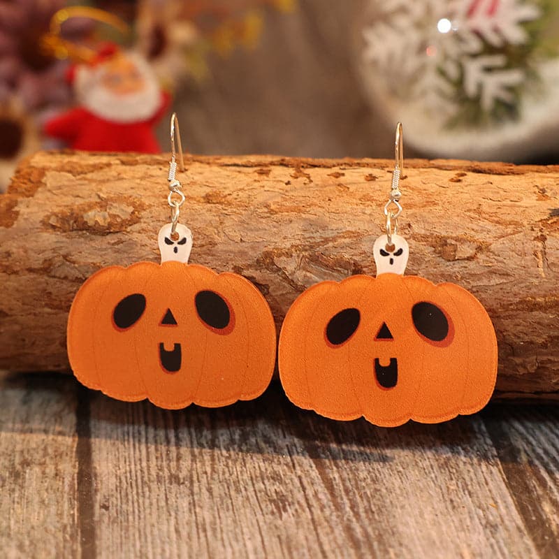 Acrylic Alloy Pumpkin Shape Earrings.