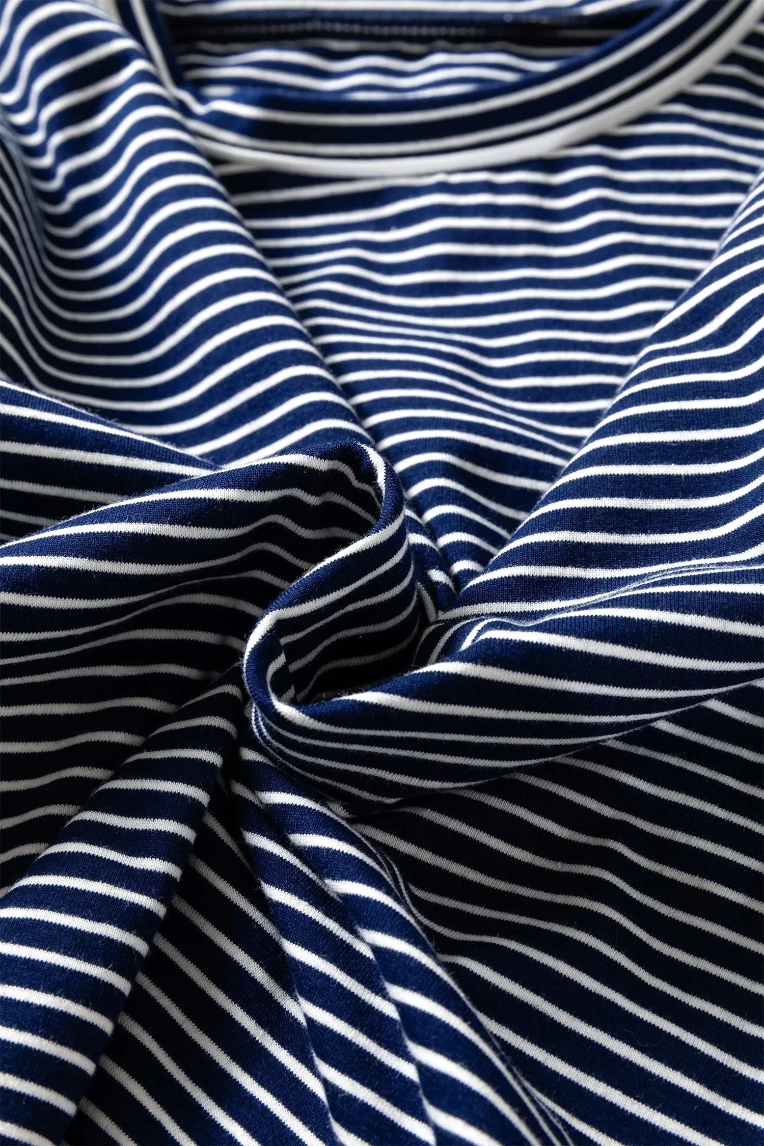 Blue Stripe Drop Shoulder Long Sleeve Tee And Buttoned Shorts Lounge Set 2pcs Dear-Lover Dropshipping