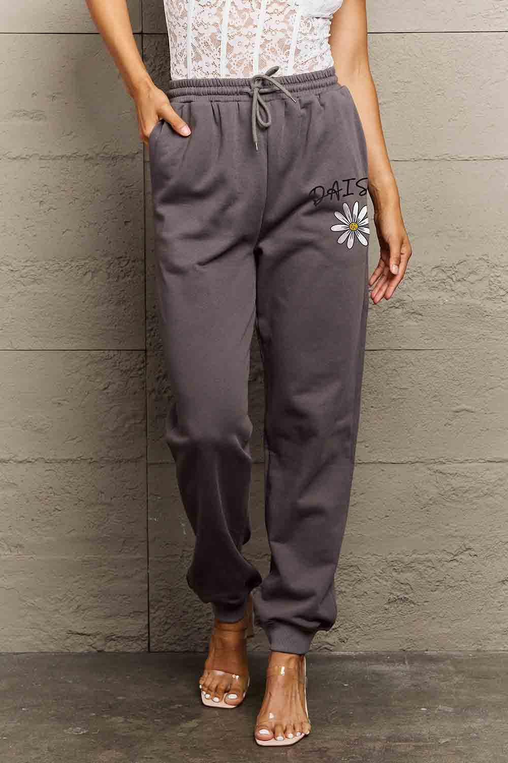 Simply Love Simply Love Full Size Drawstring DAISY Graphic Long Sweatpants.