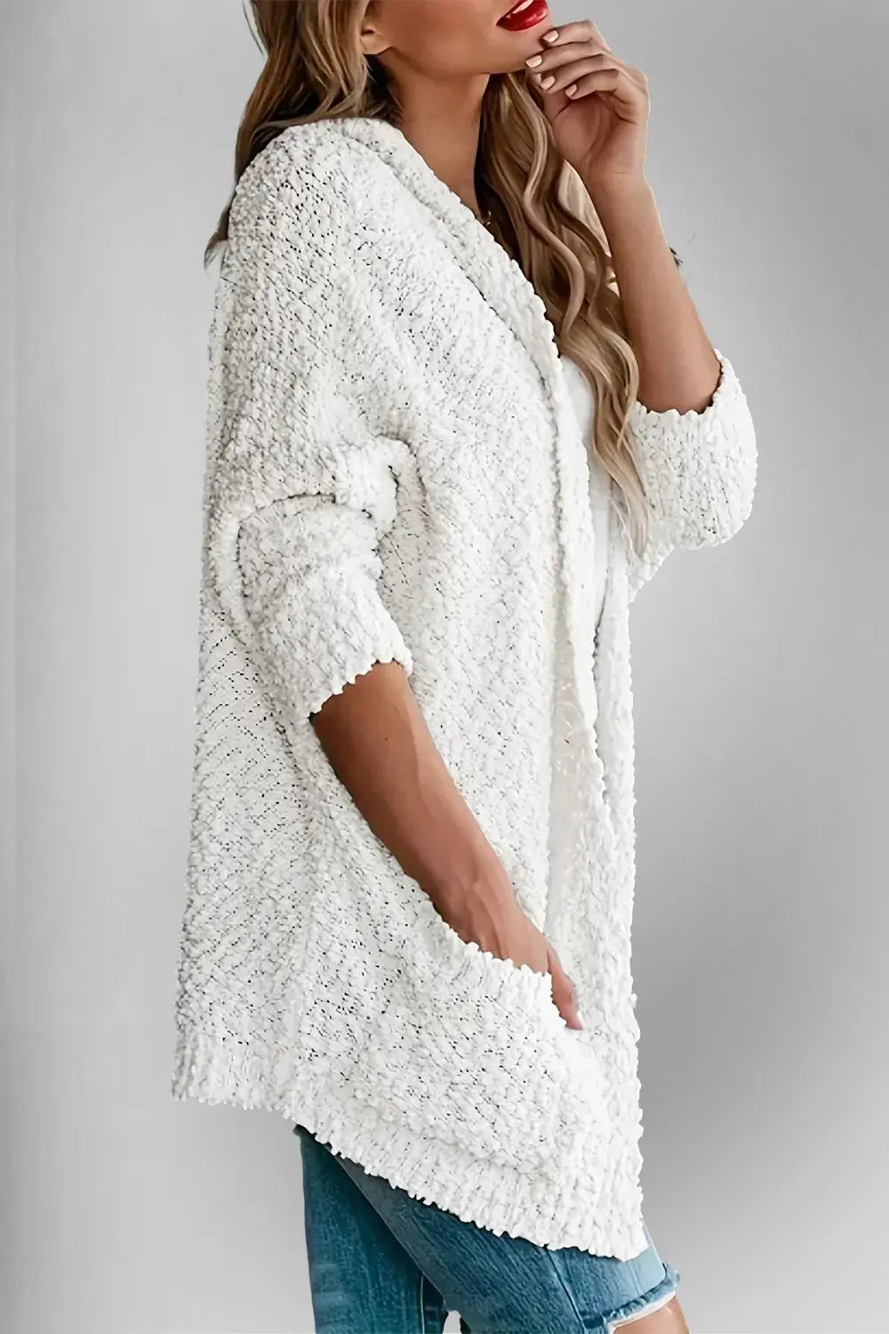 Double Take Pocketed Open Front Long Sleeve Cardigan - Love Salve
