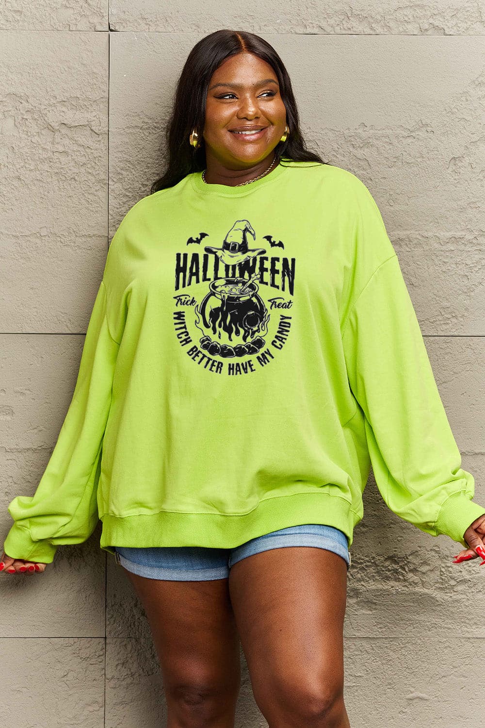 Simply Love Full Size Graphic Round Neck Sweatshirt.