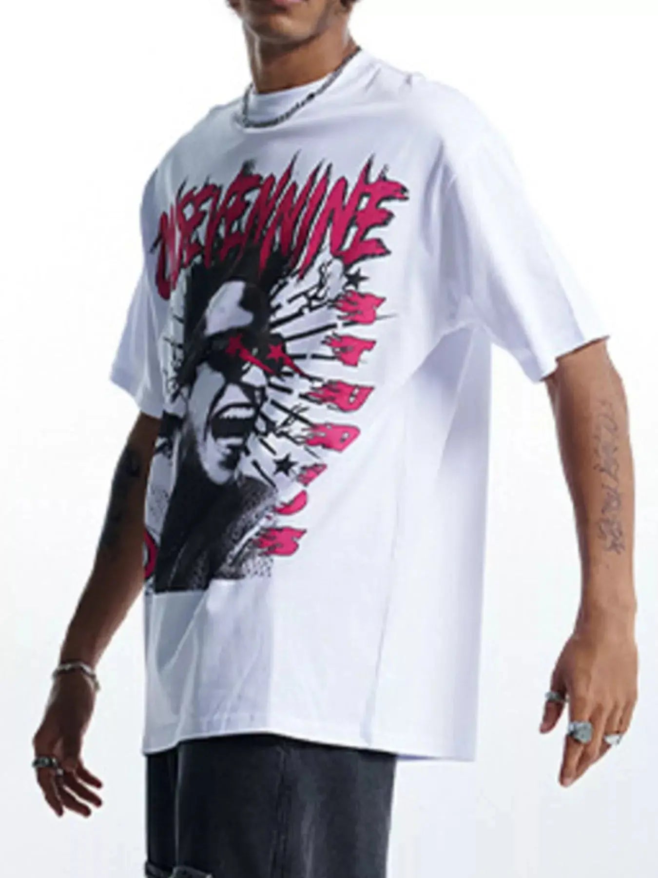 Men's Graphic Round Neck Oversized T-Shirt Simply Love