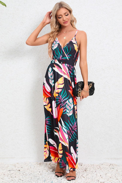 Printed Surplice Maxi Cami Dress.