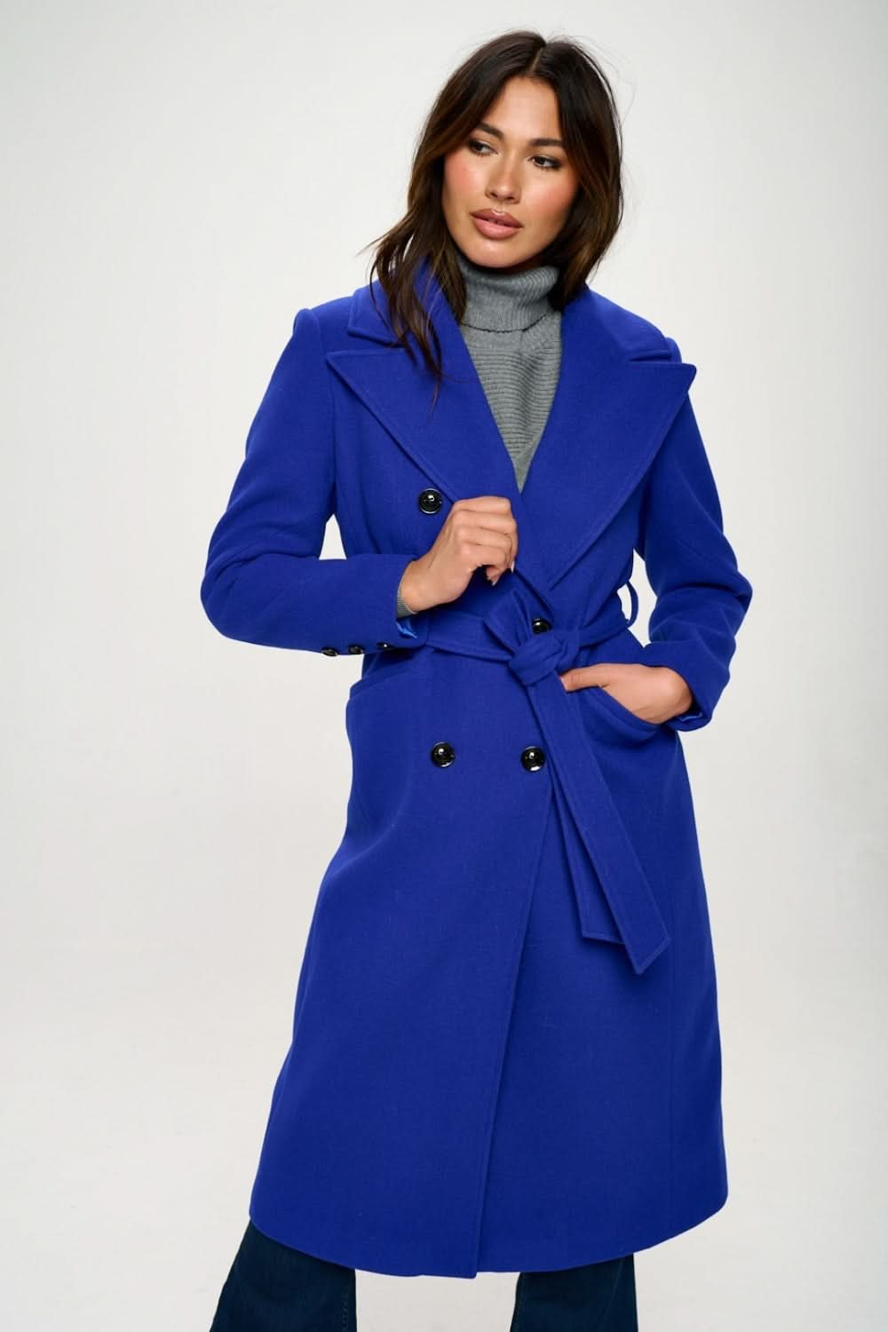 Coalition LA longline coat with belt