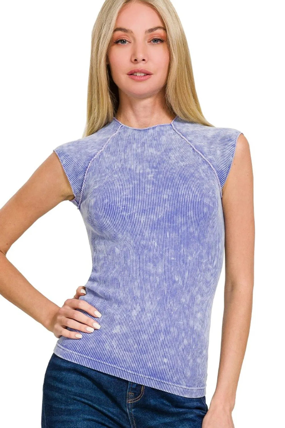 Zenana Stone Washed Ribbed Seamless Top - Love Salve 