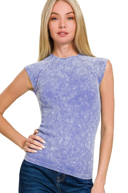 Zenana Stone Washed Ribbed Seamless Top - Love Salve 