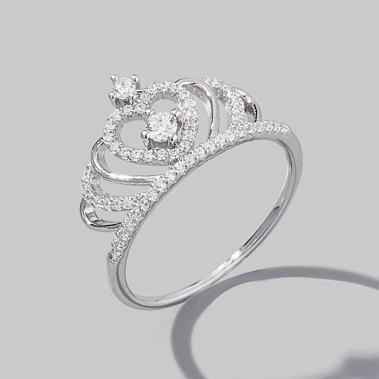 Crown Shape Zircon 925 Sterling Silver Ring.