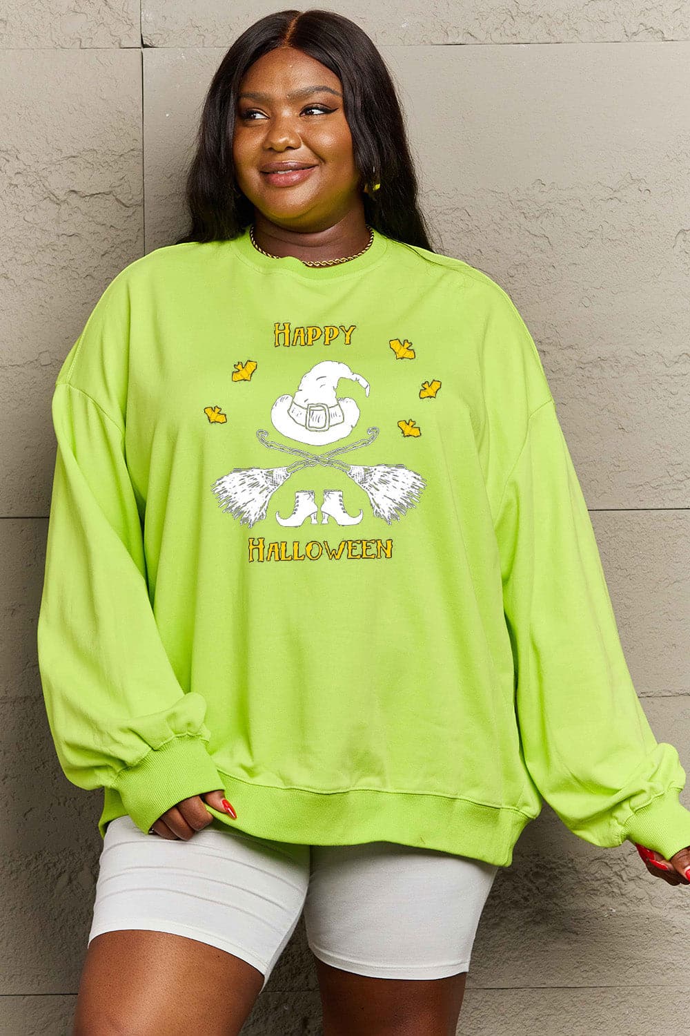 Simply Love Full Size HAPPY HALLOWEEN Graphic Sweatshirt.