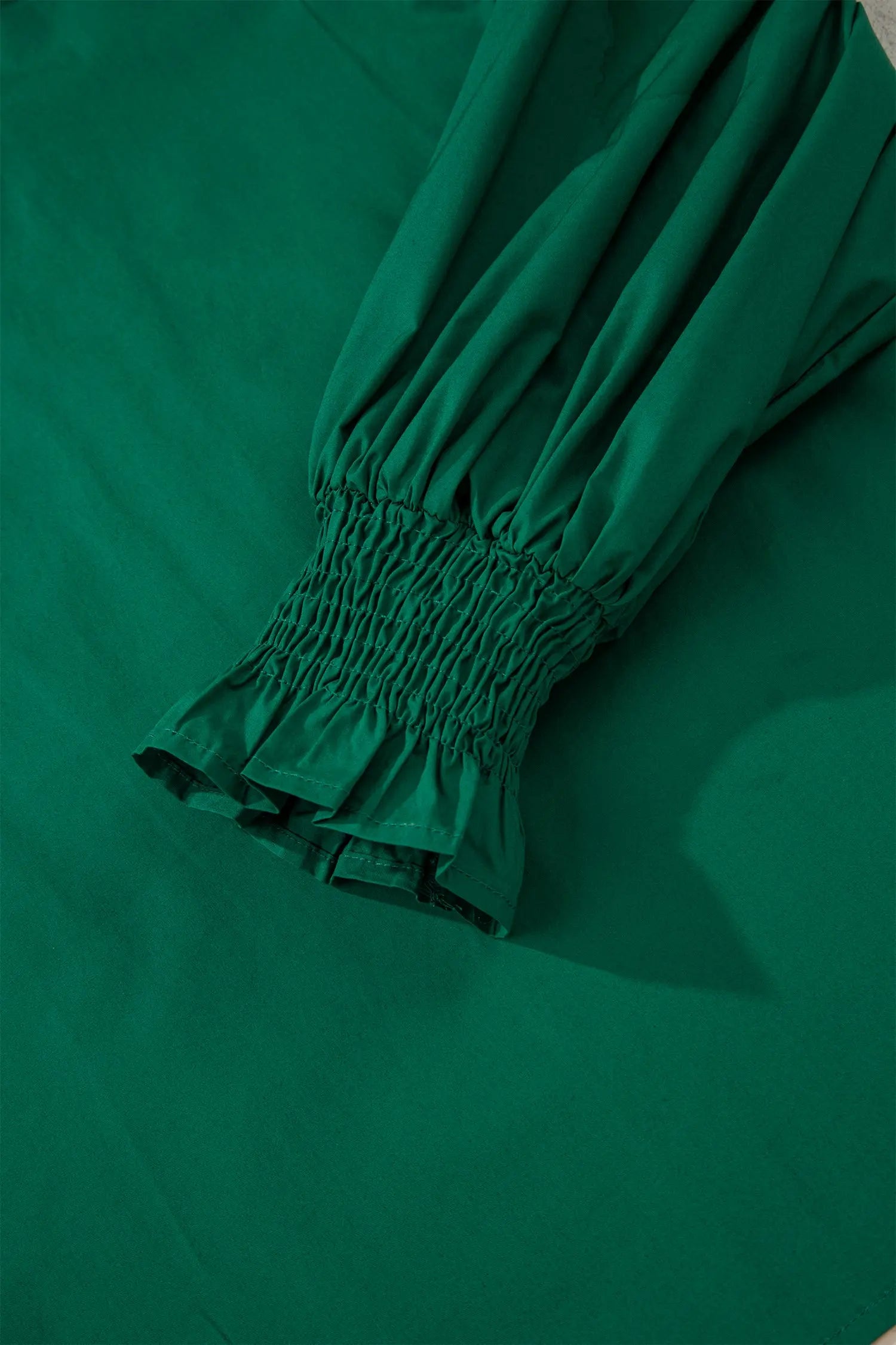 Evergreen Leopard Trim V Neck Blouse With Puffy Flounce Sleeves Dear-Lover Dropshipping