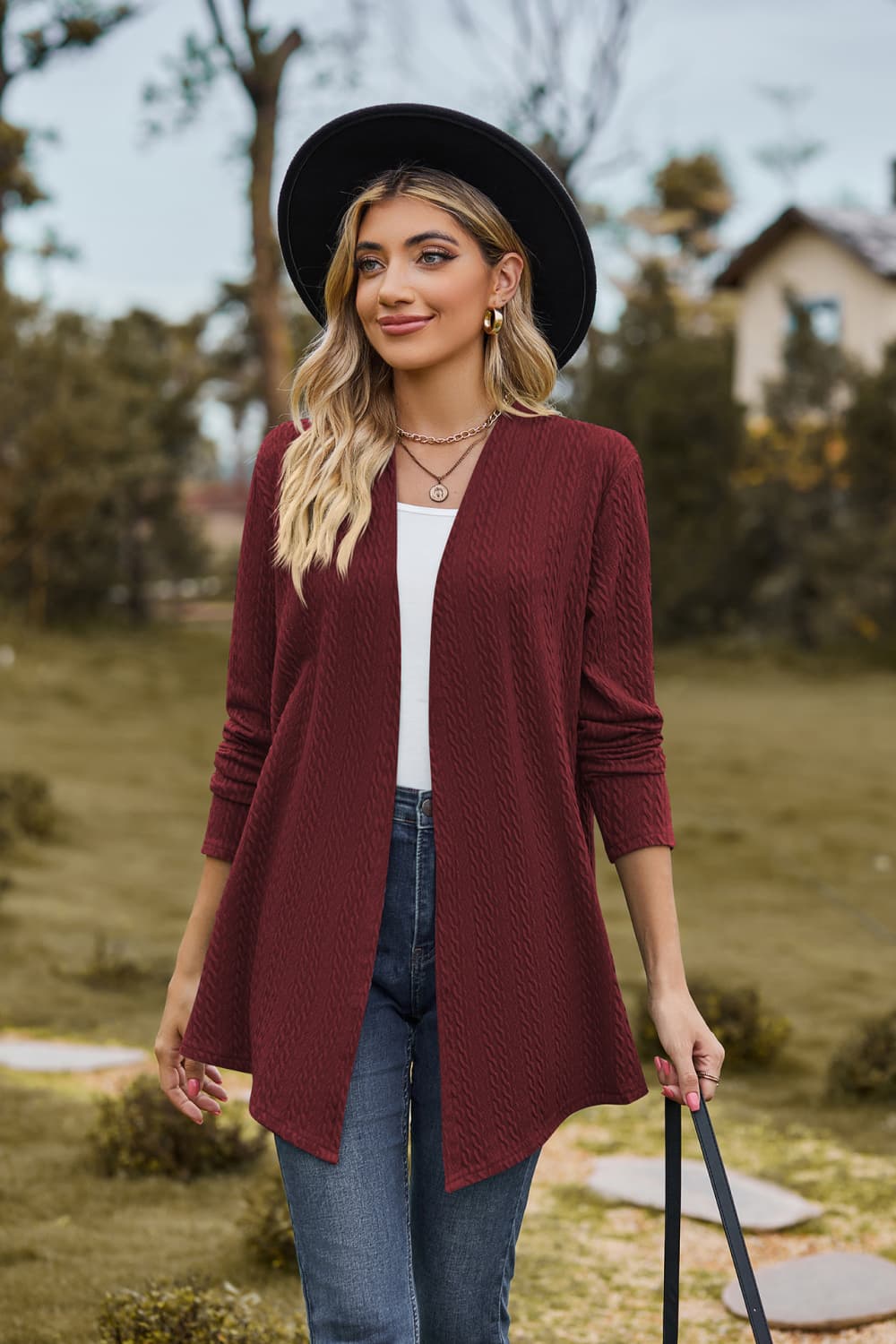 Open Front Long Sleeve Cardigan.