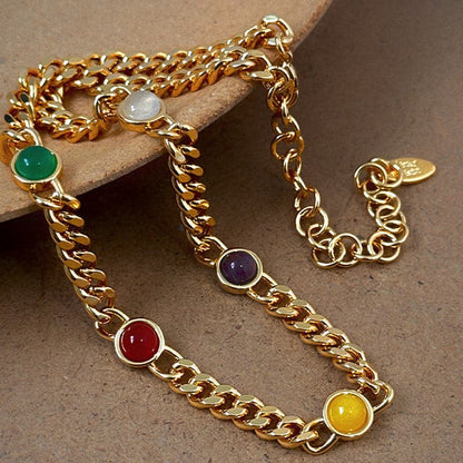 Brass Agate Chain Necklace.