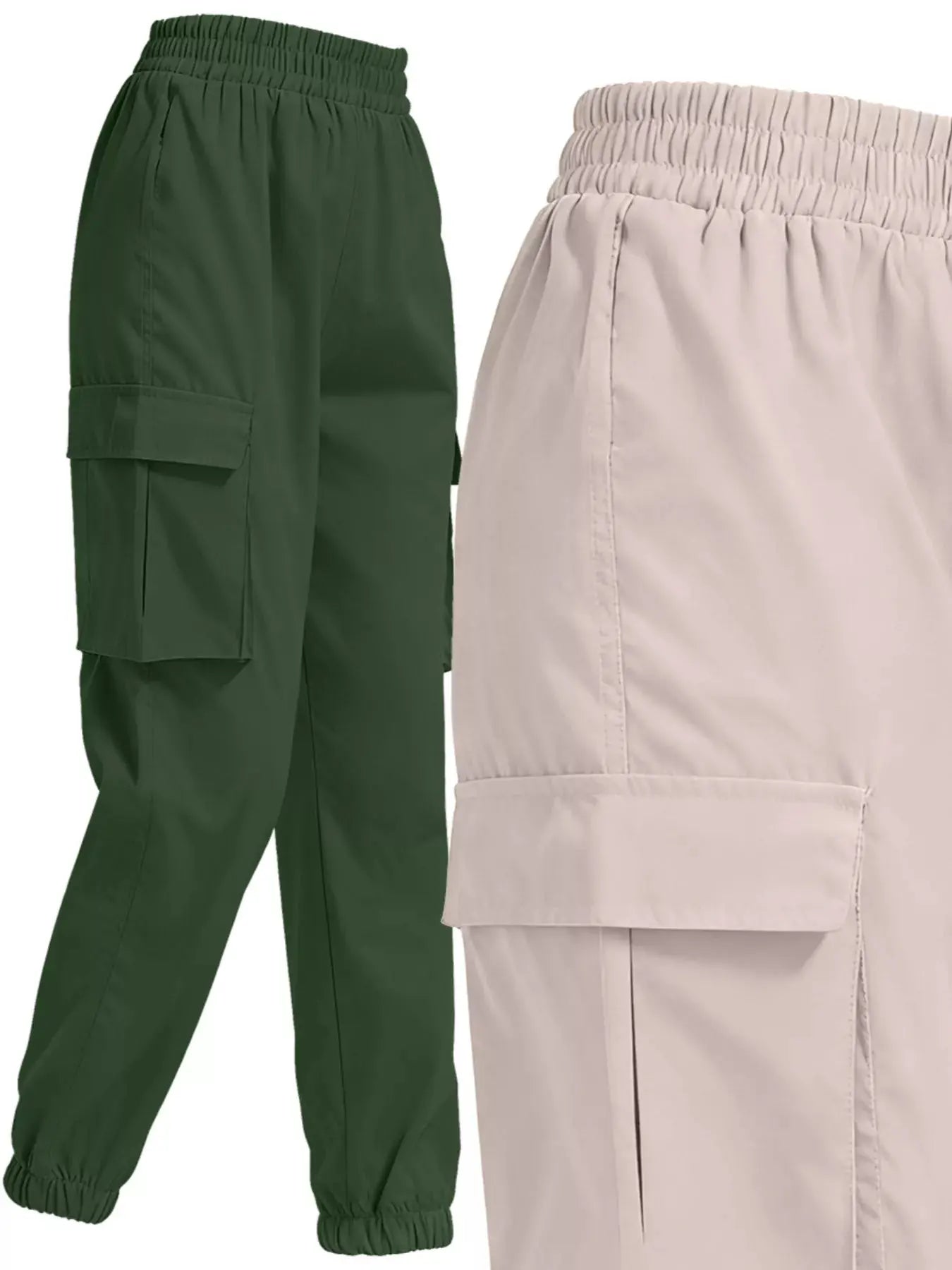 2 Piece Elastic Waist Cargo Pants Simply Love