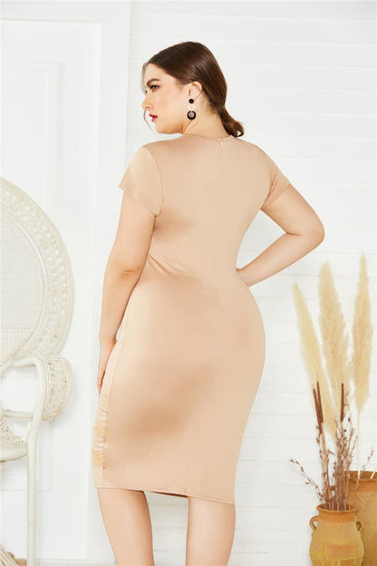 Plus Size Mesh Detail Midi Dress.