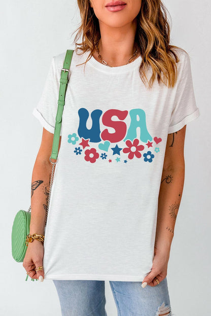 USA Round Neck Short Sleeve T-Shirt.