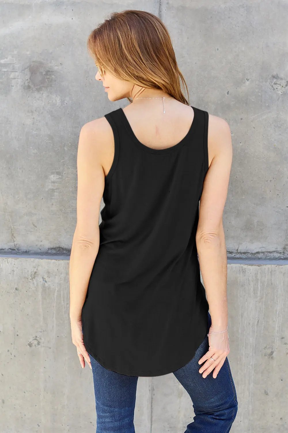Basic Bae Full Size Round Neck Curved Hem Tank - Love Salve