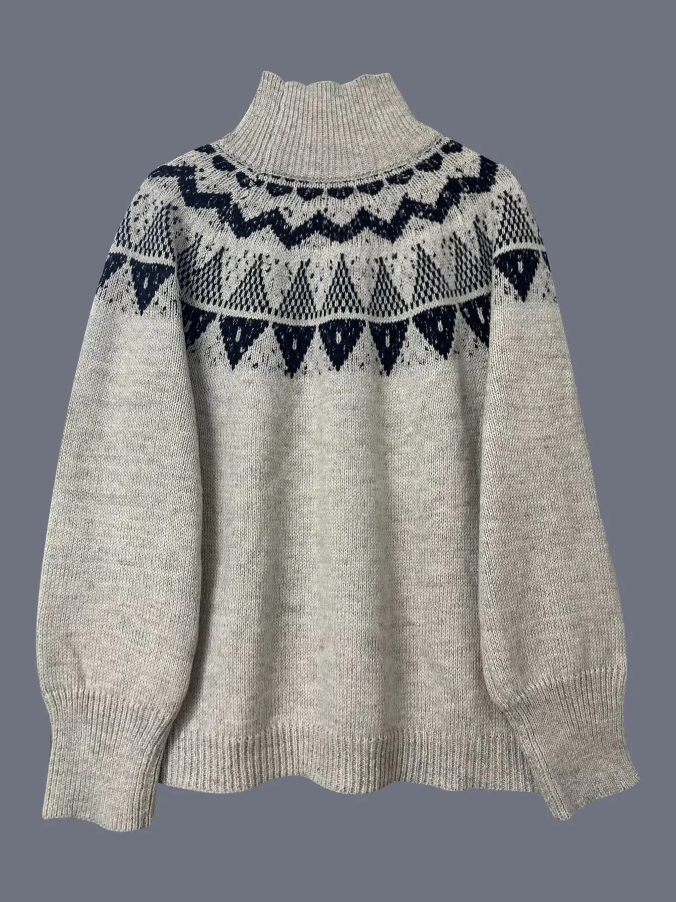 Nordic Pattern High Neck Sweater Simply Love