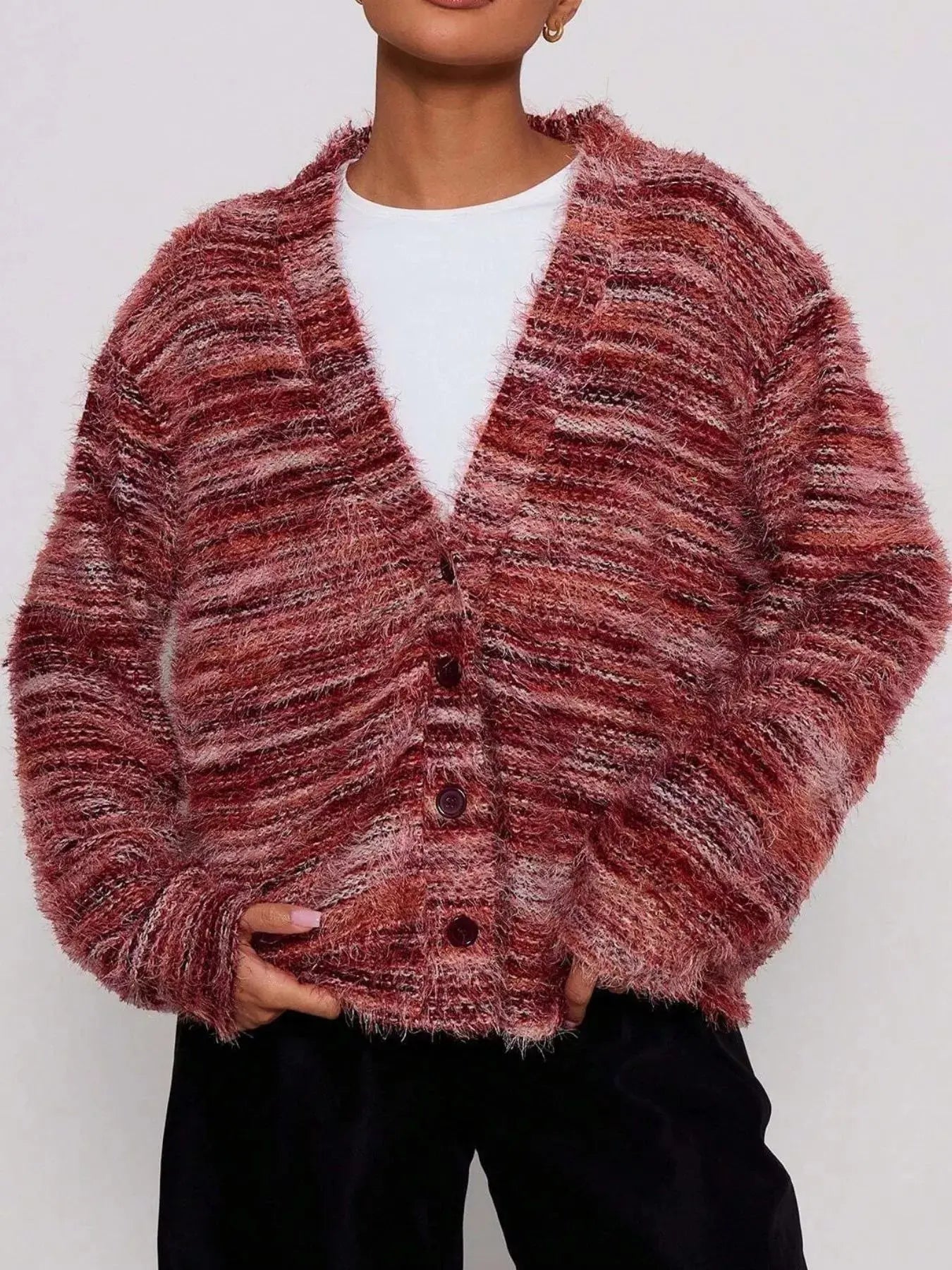 Textured Knit Button-Down Cardigan Simply Love
