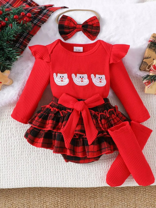 Children's Christmas Ruffle Trim 4-Piece Set Simply Love