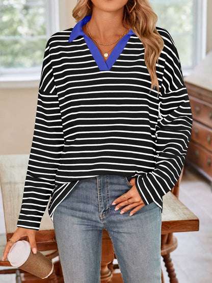 Chic striped long sleeve tee