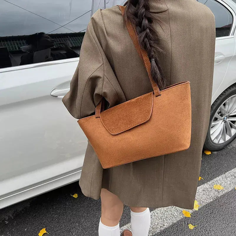 Minimalist Flap Decor Suede Bag Simply Love