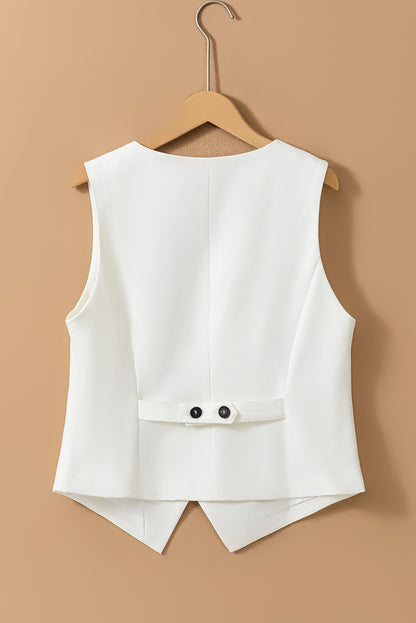 Elegant white V-neck button-up vest for a polished look