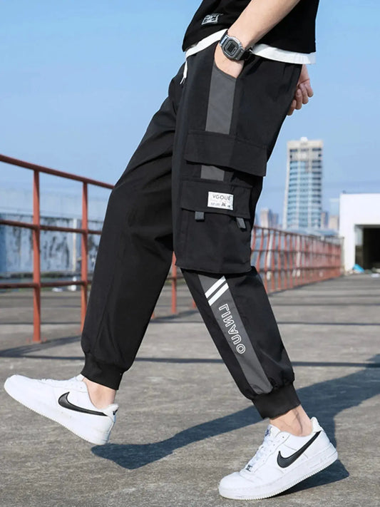 Men's Plus Size Casual Cargo Pants with Drawstring Simply Love