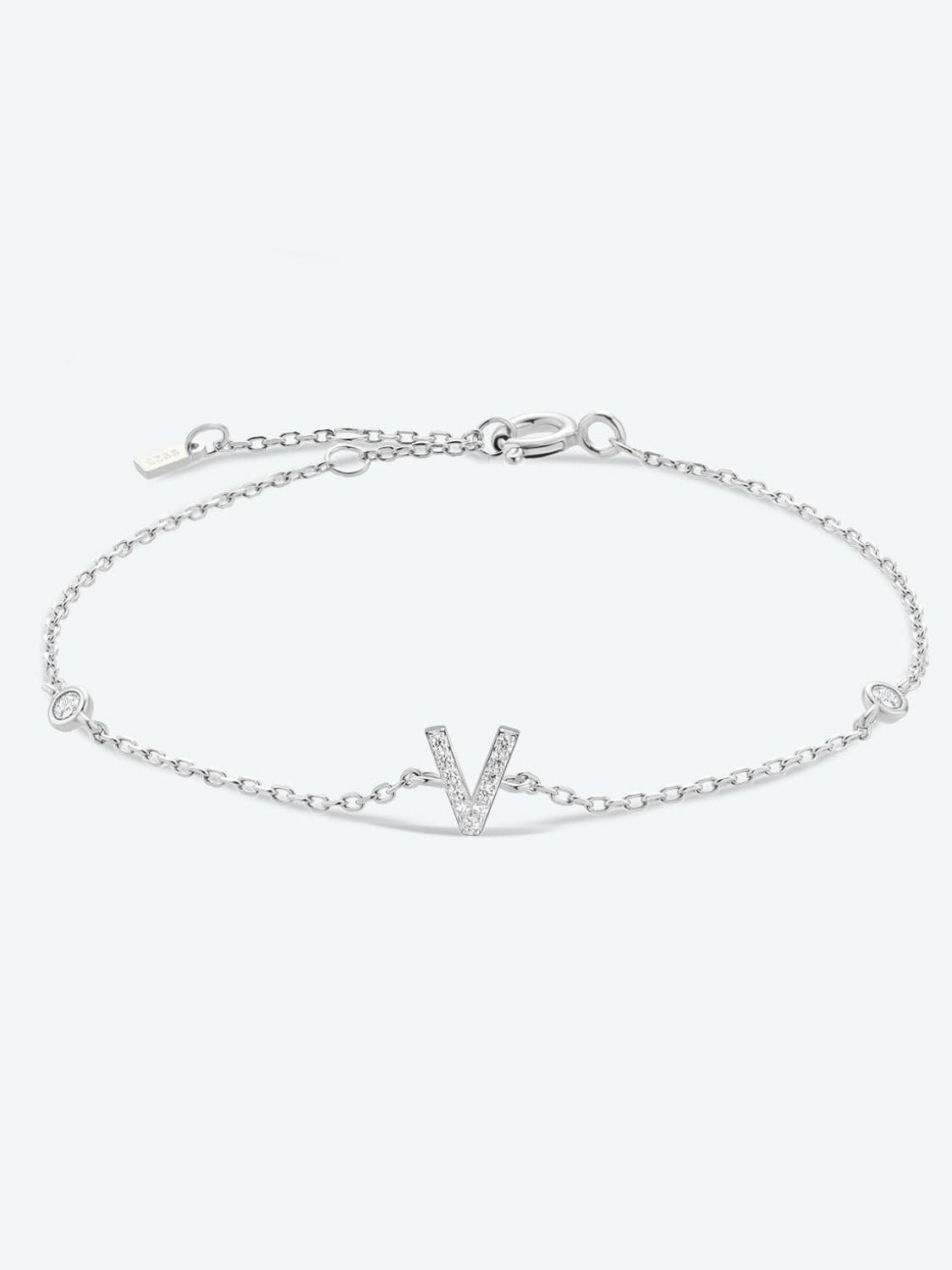 V To Z Zircon 925 Sterling Silver Bracelet.