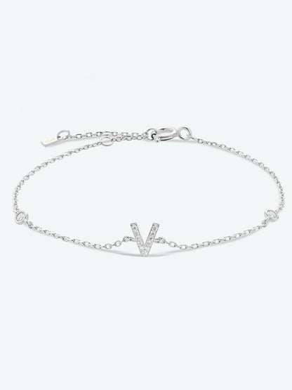 V To Z Zircon 925 Sterling Silver Bracelet.