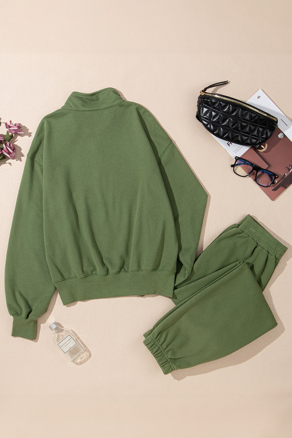 Vineyard Green Half Zip Pullover And Joggers Active Set Dear-Lover Dropshipping