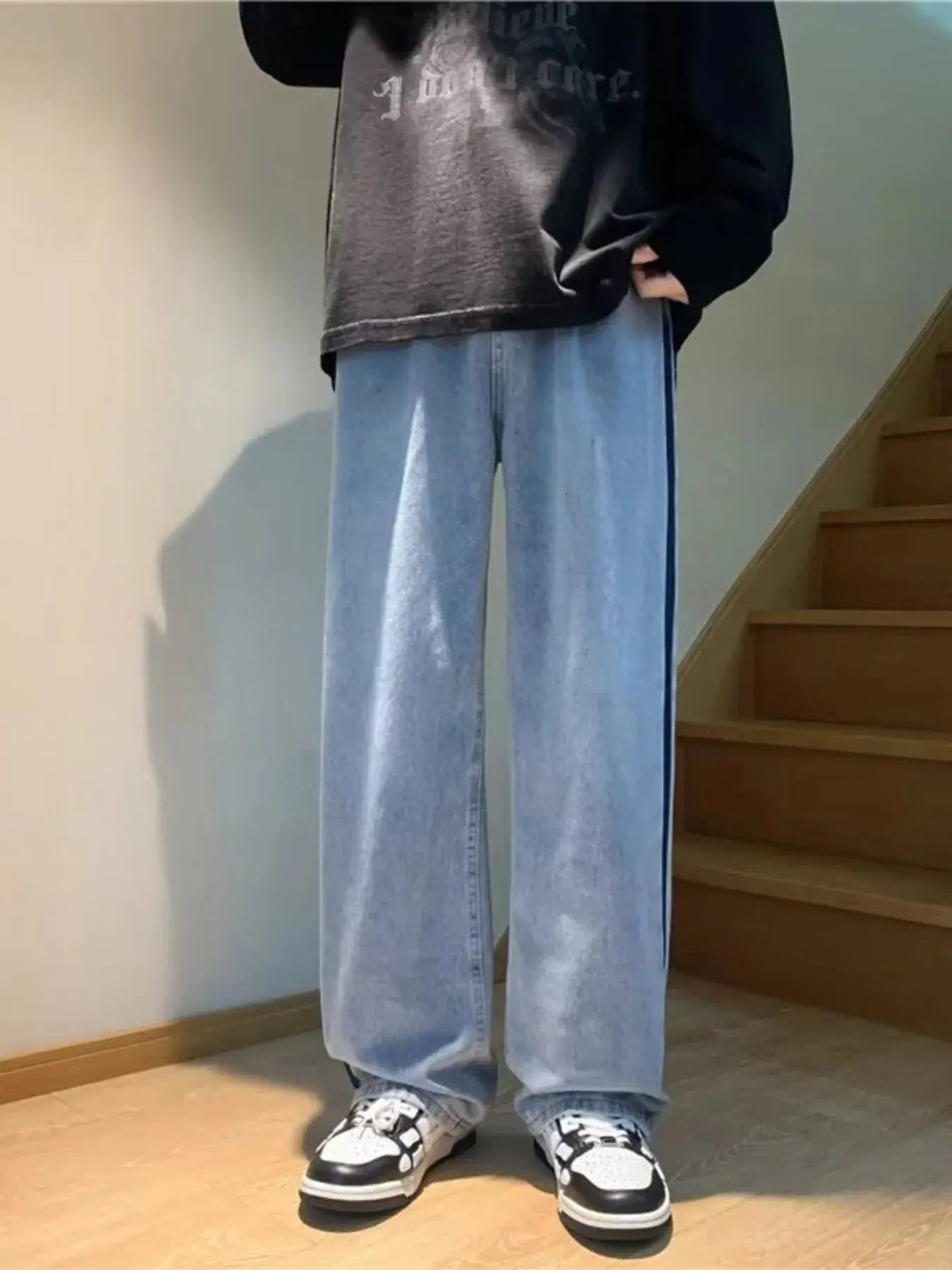 Men's Full Size Side Stripe Loose Fit Jeans Plus Size Simply Love
