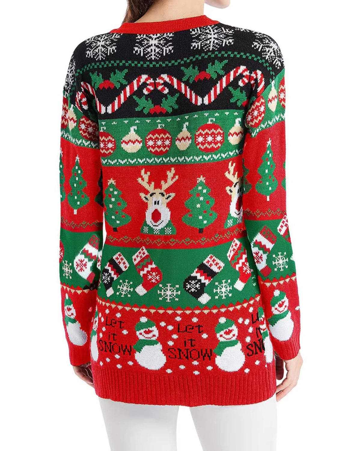 Reindeer Print Cardigan for Women - Love Salve 