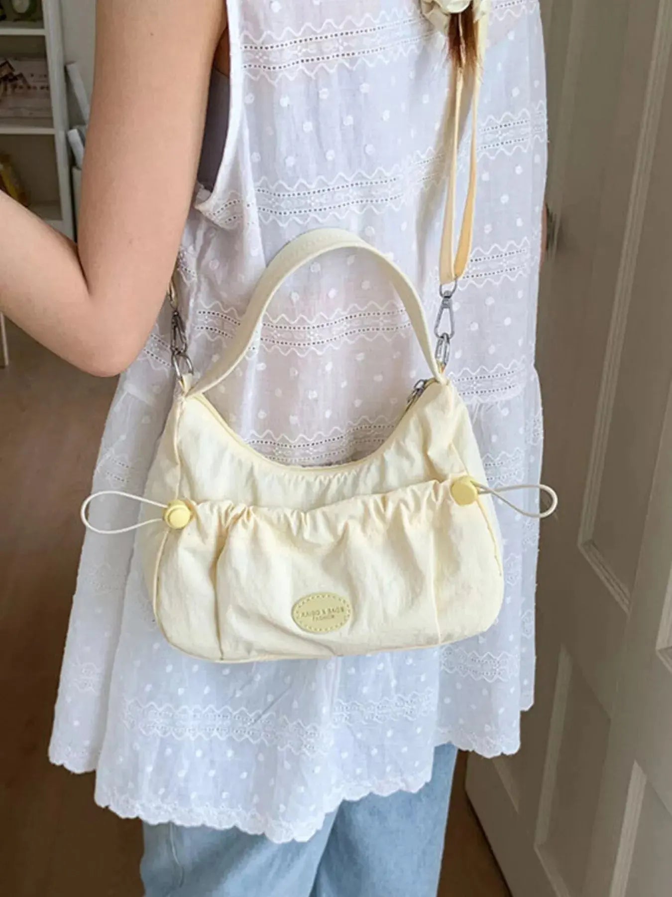 Drawstring Ruched Lightweight Crossbody Bag Simply Love