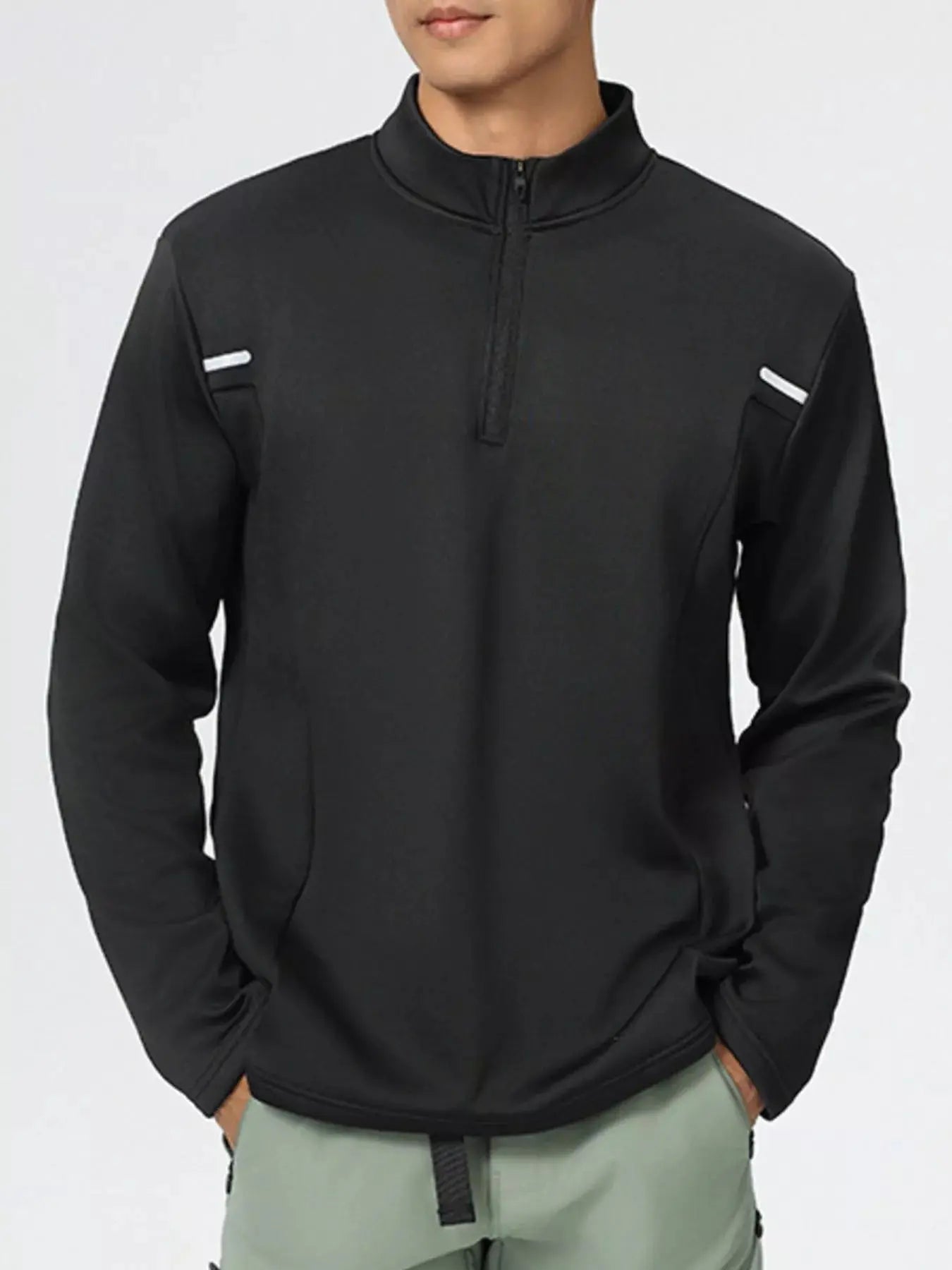 Men's Plus Size Half-Zip Long Sleeve Top Simply Love