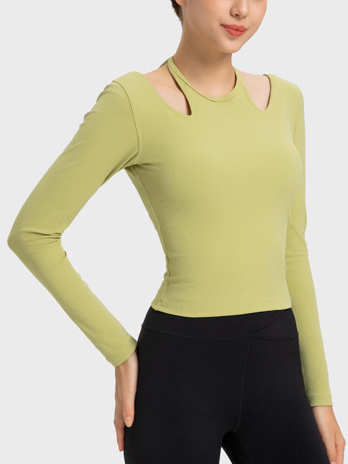 Halter Neck Long Sleeve Sporty Top.