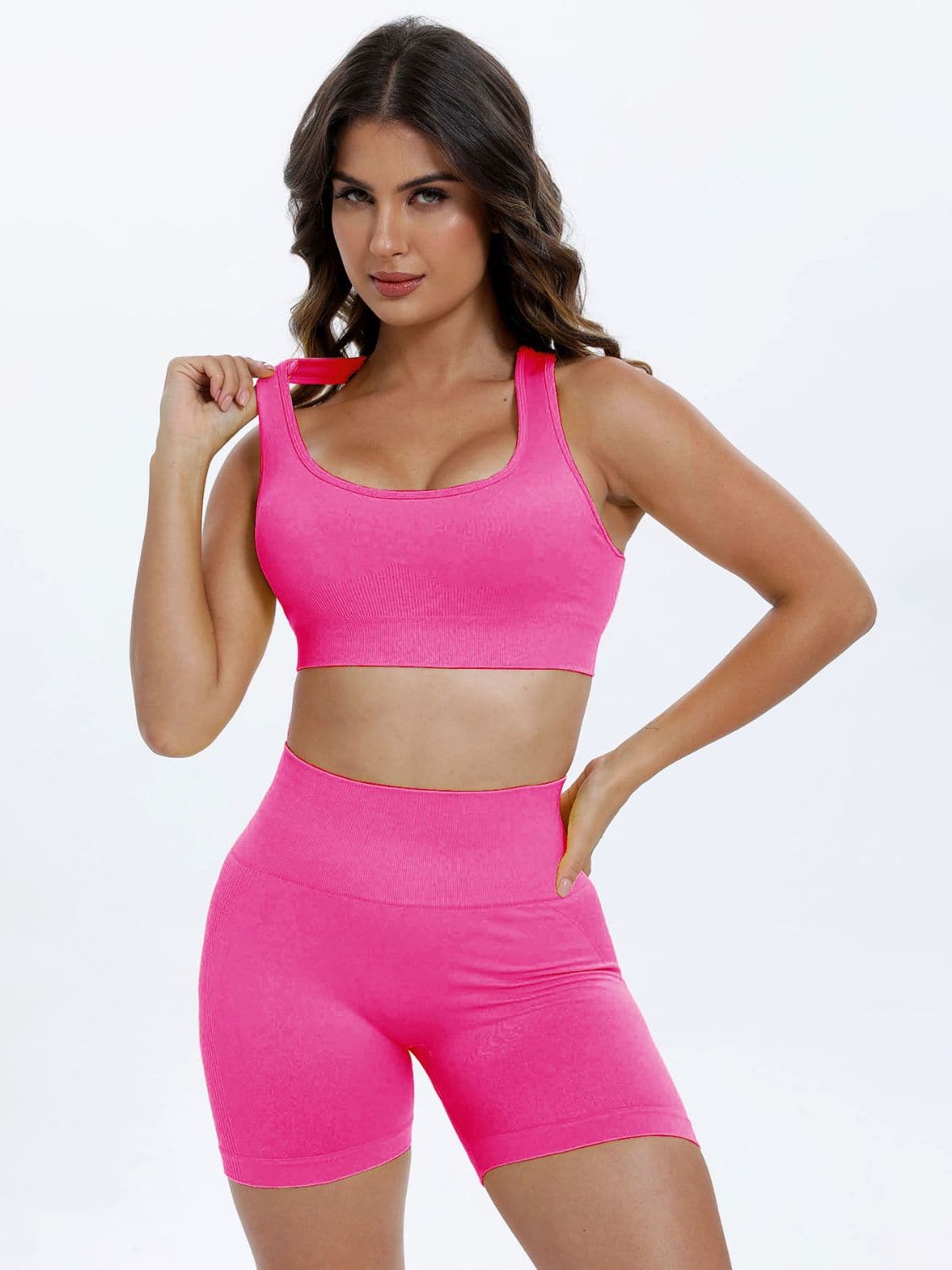 Scoop Neck Wide Strap Top and Shorts Active Set.