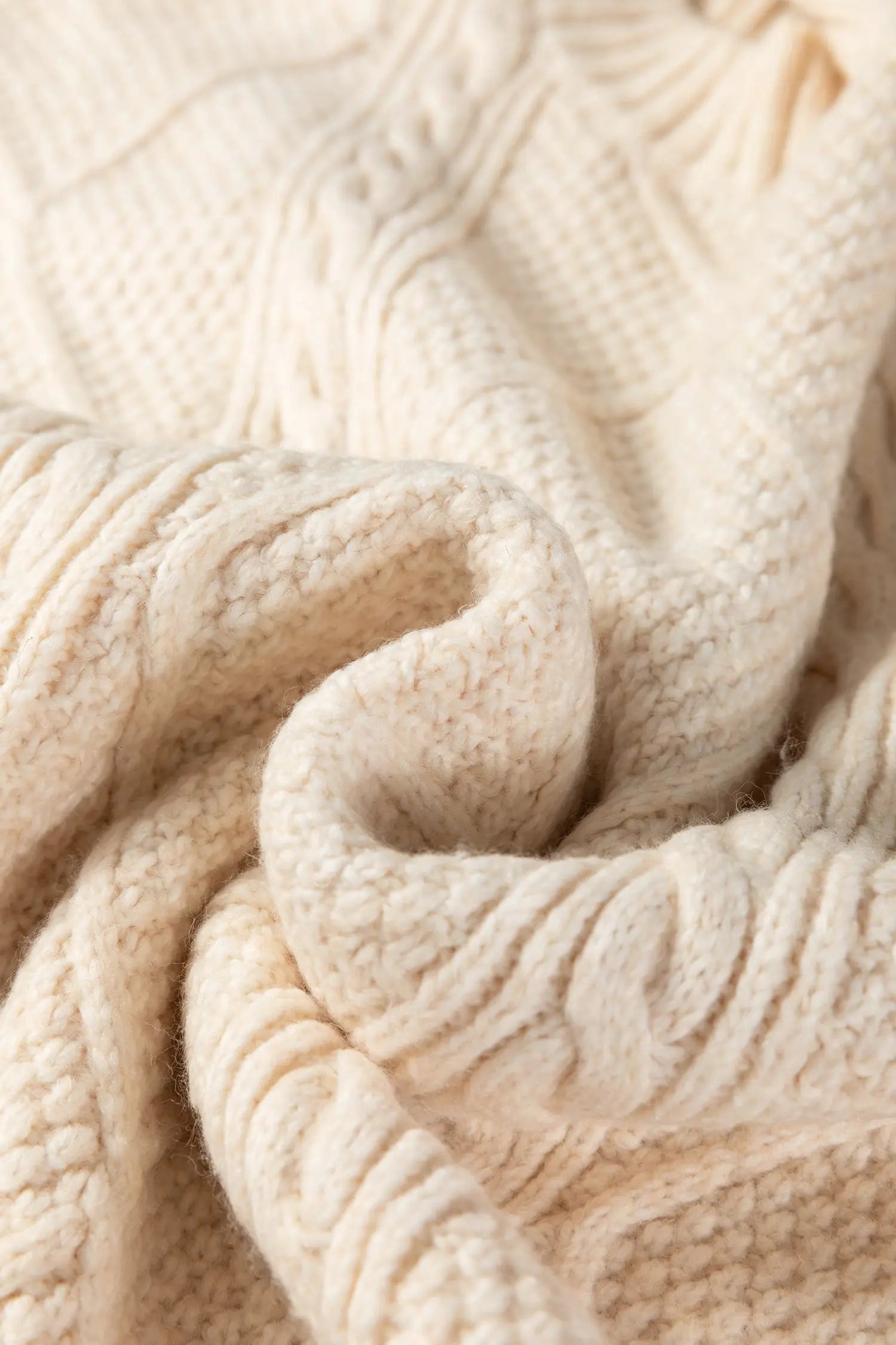 Oatmeal Cable Knit Drop Shoulder Loose Fit Sweater Dress Dear-Lover Dropshipping