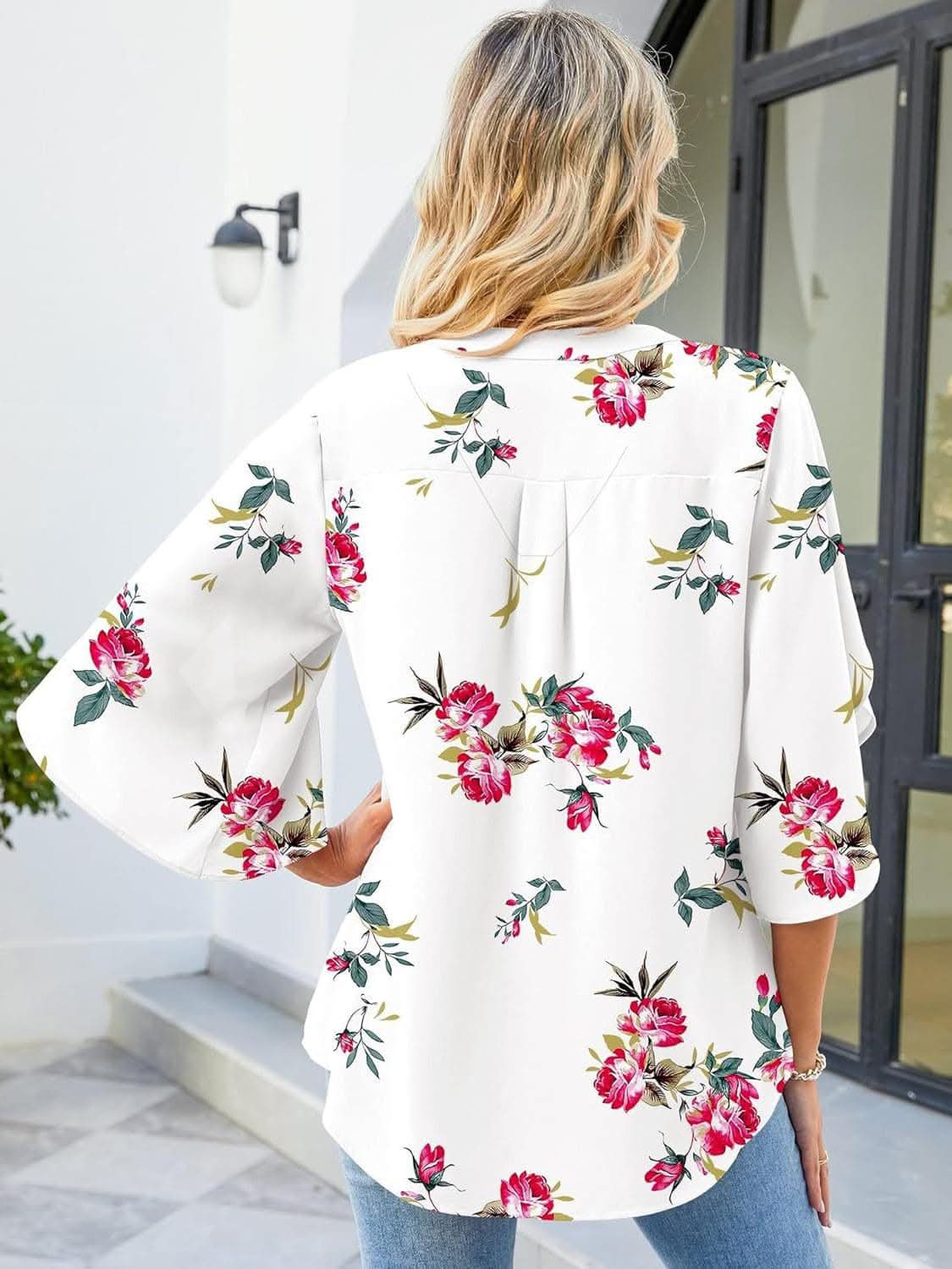 Chic Notched Sleeve Blouse - Love Salve 