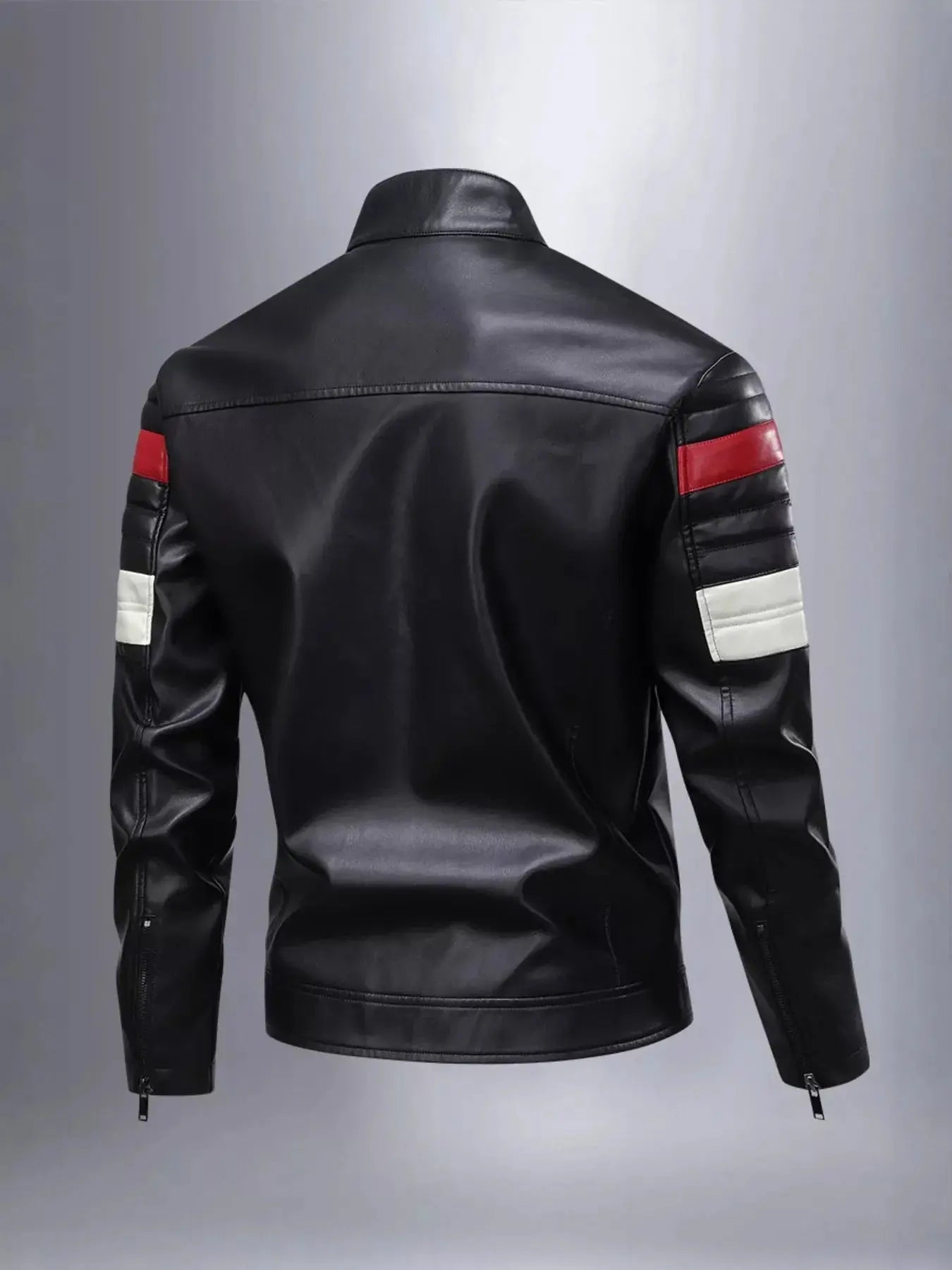 Men's Full Size Color Block Motorcycle Leather Jacket Plus Size Simply Love