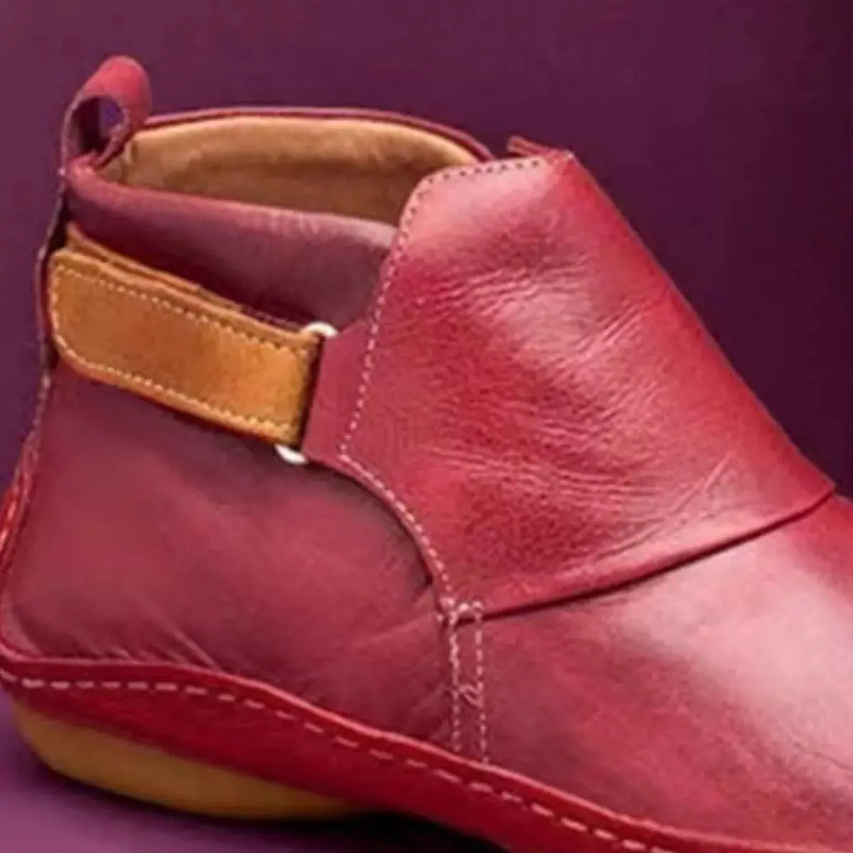 Women PU Leather Ankle Boots Flat Heel Rubber Sole Simply Love