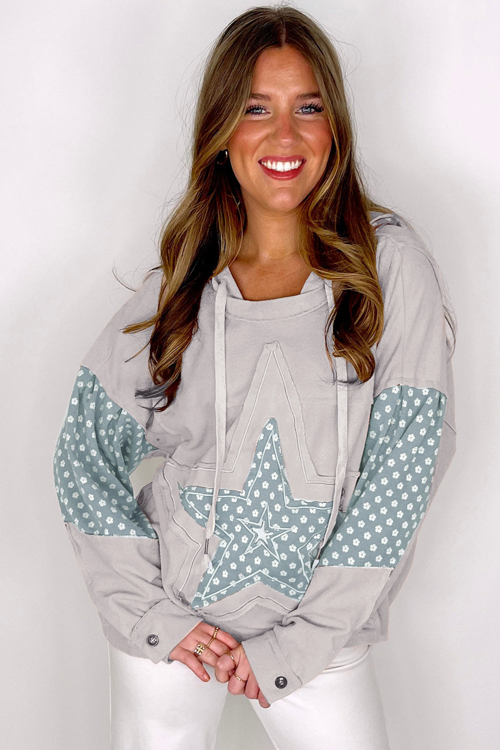 Beau floral patchwork hoodie