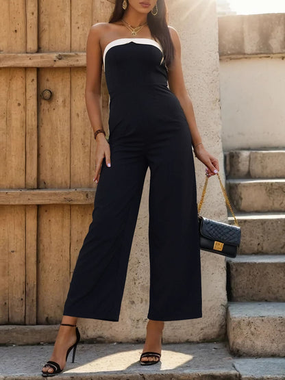 Tube Sleeveless Wide Leg Jumpsuit.