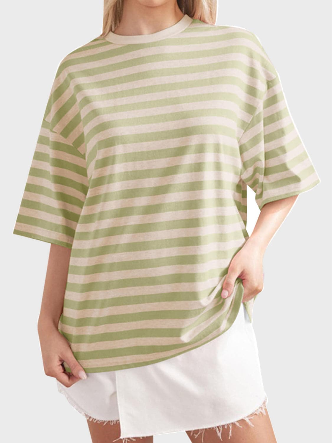 Striped Round Neck Half Sleeve T-Shirt.