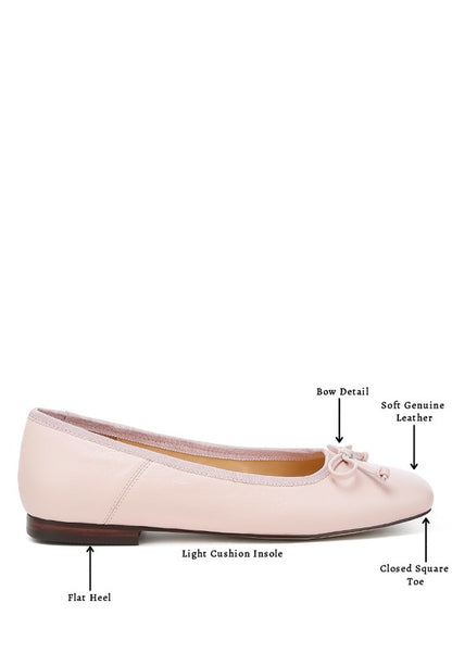 Chic square-toe ballerinas with bow detail